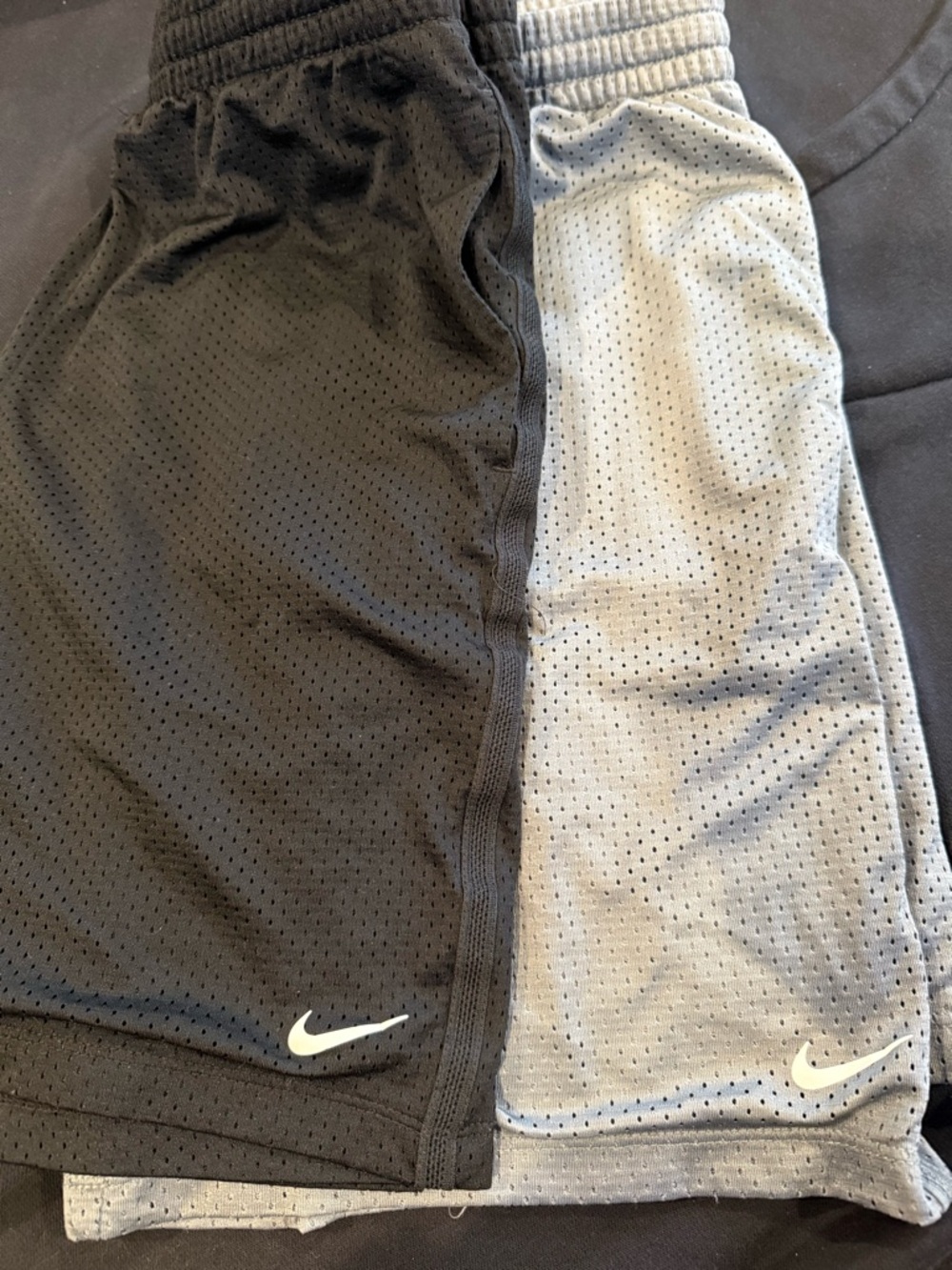 Nike Dri-Fit Mesh Boys Athletic Shorts - Black & Light Gray